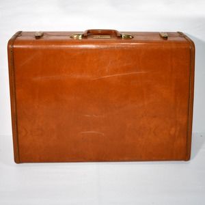 Vintage Samsonite Streamlite Hard Shell Faux Leather Luggage Suitcase With Key